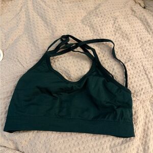SHEIN Dark Green Strappy Sports Bra